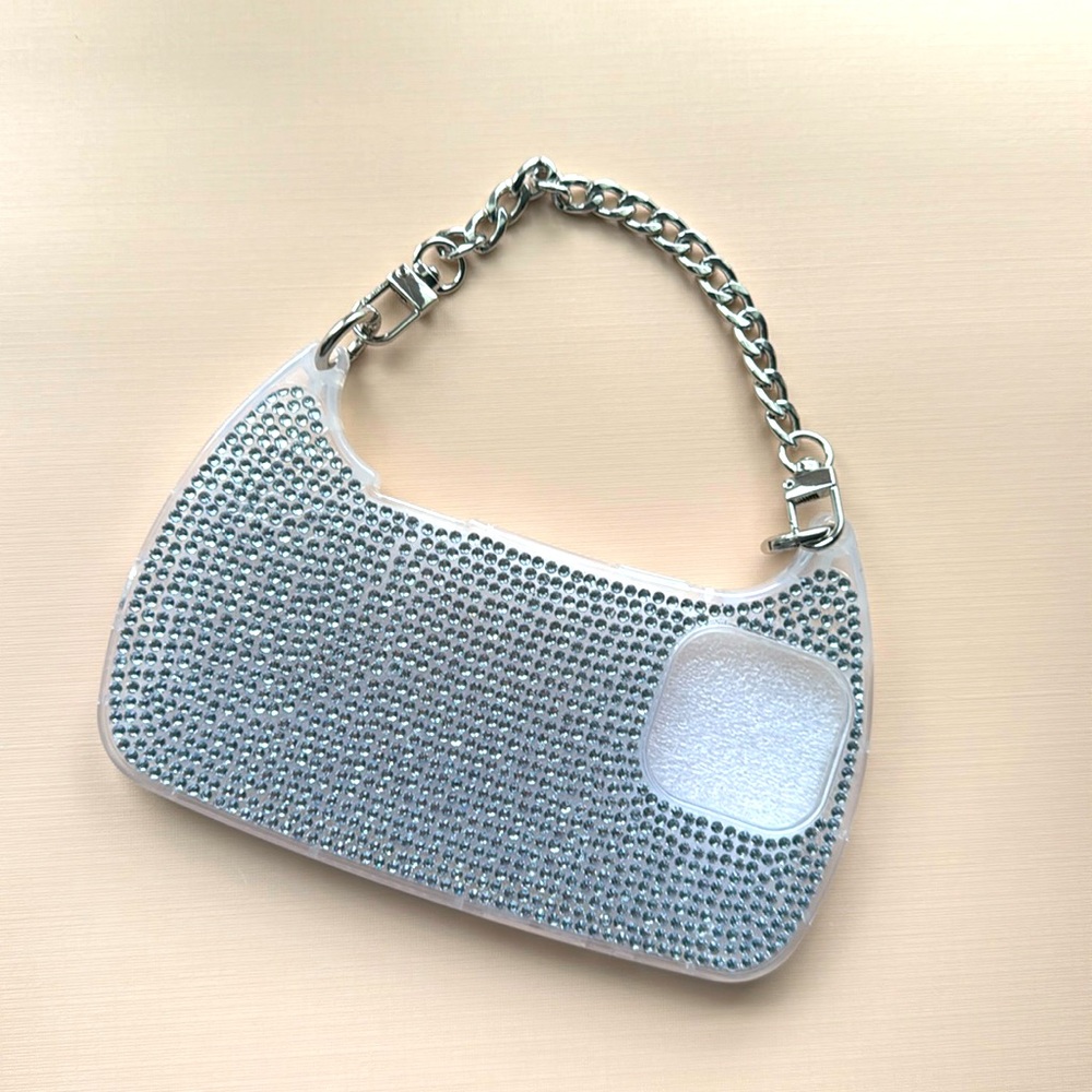 iPhone 16pro max bling rhinestone cute purse case with chain